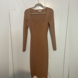 Fourteenth Place Sweatheart Neck Rib
Knit Sweater Dress Tan Sweaterdress Size M